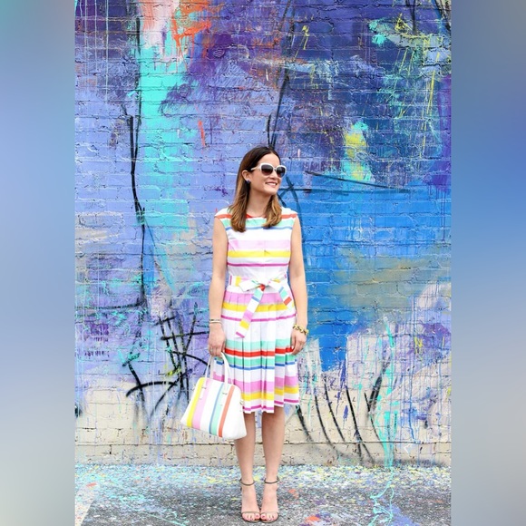 NWT $398 Kate Spade Multi Cape Stripe Sweet Candy Shirtdress - Picture 3 of 10